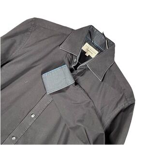 Ted Baker Endurance Button Up‎ Shirt Mens 16.5 32/33 Long Sleeve Black Flip Cuff
